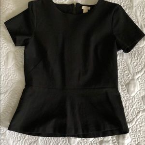 Black, short sleeve peplum blouse